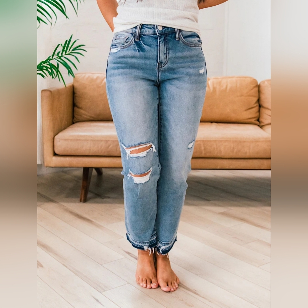 Vervet Lovervet Lena High Rise Straight Crop Released Hem Jeans Plus 14, 18, 20 - Picture 4 of 11